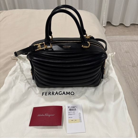 Salvatore Ferragamo Black Quilted Satchel - Picture 1 of 14